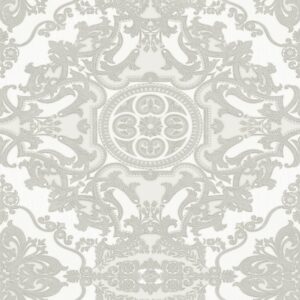 Beyaz Klasik Damask Desenli Duvar Kağıdı AdaWall Seyyah 1301-1