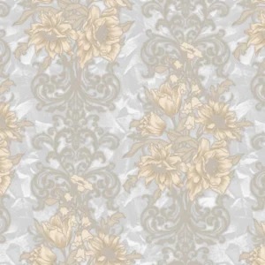 AdaWall 7805-5 Açık Gri Çiçekli Rokoko Damask Duvar Kağıdı 16 m2