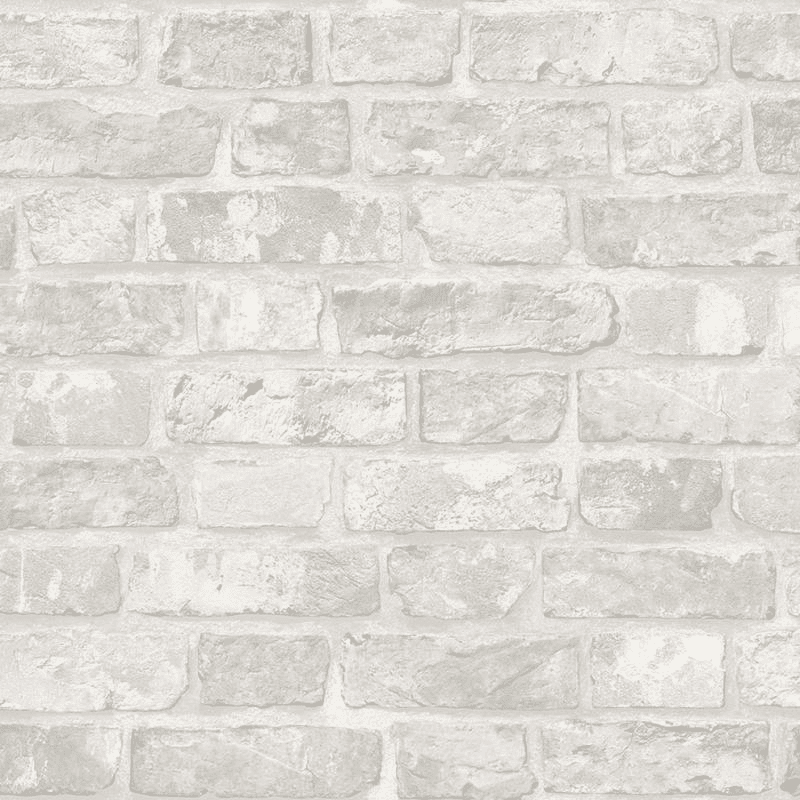 Adawall Roka 23104-1 Beyaz Taş Desenli Duvar Kağıdı Beyaz ve açık gri tonlarında, hafif eskitme detaylarıyla modern tuğla görünümü sunan lüks duvar kağıdı tasarımı.
